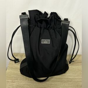 Gucci EUC vintage authenticated black nylon drawstring bucket shoulder bag
